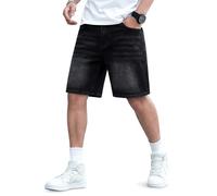 Heyfanee Pantalones cortos para hombre, pantalones vaqueros holgados, pantalones de verano para hombres con bolsillos, Negro 4503, 38W