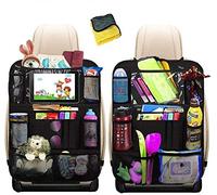 Heyham Protector de Asiento, 2 Pack Impermeable Organizadores para Coche Kick Mat, Universal Multi-Bolsillo Organizador para Asiento Trasero de Coche Sorporte para 10.1'' iPad Tablet