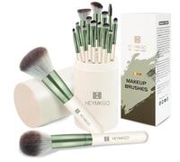 HEYMKGO Brochas de Maquillaje 15pcs Pinceles Maquillaje con Estuche Cerdas Sintéticas de Bon Calidad Brocha Base Maquillaje Brocha Colorete Corrector Ojeras Pinceis Maquilhagem Cepillo Cejas