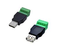 HeyNana 2 Unds USB Tipo A (1 Macho y 1 Hembra) con Regleta para Conectar Cable con Tornillos Pin Conector
