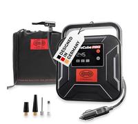 HEYNER Compresor Mini I Bolsa I 12 V/120 W Aire comprimido 10 bar/150 PSI Manómetro Digital I Iluminación LED I Bomba de Aire eléctrica Compresor portátil Encendedor del Coche Neumáticos de Coche