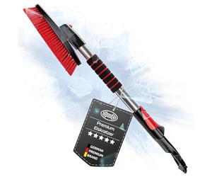 HEYNER Rascador de Hielo prémium para vehículos descongelador de Cristales con escobilla para Nieve + Mango telescópico de 68-110 cm Snow Star XL 995200.