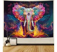Heynvioo Tapiz de elefante psicodélico, tapiz de pared de elefante de acuarela trippy estético colorido tapiz de meditación espiritual tapiz para colgar en la pared para habitación