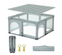 Heyo.Ja Parque infantil plegable para bebés, con pop-up desplegable y alfombrilla reforzada, fácil de plegar, rejilla de seguridad para interior y exterior (127 * 127 * 67 cm)