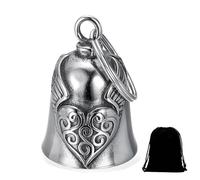 HEYOMI Campana de moto Guardian, campana de acero inoxidable, amuleto de la suerte, llavero de protección de ángel, campana de equitación, llavero para bendecir la paz