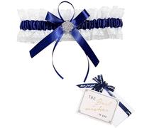 HEYOMI Liga de novia azul, juego de ligas de encaje azul novia, símbolo de amor y fidelidad, apto para circunferencia del muslo de aproximadamente 33 cm a 66 cm