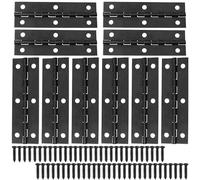 Heyous 10 bisagras de puerta, bisagras estrechas de hierro, bisagra de armario, bisagra de caja de herramientas, bisagra de armario de 2.95 x 0.94 pulgadas, bisagra de armario negra, adecuada para