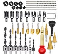 HEYOUTH, 47 Piezas Juego de Brocas Madera, Incluye Herramienta de Desbarbado de Pernos, Broca de Roscar, Broca de Torsión Larga, Mango Hexagonal 1/4” para Perforación Madera