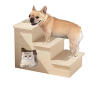 HEYOUTH Escalera para Mascotas,Escalera Perros Pequeños,rampa para Perros a 3 escaleras de Madera,Escalera para Gatos,con Casa,para Cama Alta y sofá