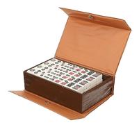 HEYOUTH Mini Mahjong,Portátil Tradicional Juego Chino,Juego de 144 Pequeños Azulejos y Vintage de Piel Mahjong Carring Case,para la Familia,Fiesta,Amigos,Reunión,Juego de Mesa,Juego de Mesa