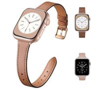 HEYOZURY 2 Paquetes Compatible con Apple Watch Correa Mujeres Slim 41mm 45mm 40mm 44mm 49mm Cuero Genuino Pulsera de Reemplazo Ultrafina Para iWatch Series 11/10/9/8/7/6/5/4/3/2/1/SE