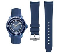 HEYOZURY Correa de Reloj Compatible con Blancpain x Swatch Fifty Fathoms 22mm Extremo Curvo de Goma Blanda Brazalete de Reemplazo para Hombres con Herramientas para Quitar