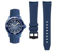 HEYOZURY Correa de Reloj Compatible con Blancpain x Swatch Fifty Fathoms 22mm Extremo Curvo de Goma Blanda Brazalete de Reemplazo para Hombres con Herramientas para Quitar
