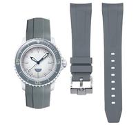 HEYOZURY Correa de Reloj Compatible con Blancpain x Swatch Fifty Fathoms 22mm Extremo Curvo de Goma Blanda Brazalete de Reemplazo para Hombres con Herramientas para Quitar