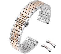 HEYOZURY Correas de Reloj Meta de Acero Inoxidable Extremo Recto y Curvo Correa de Metal de 12mm 14mm 16mm 18mm 19mm 20mm 21mm 22mm Correa de Reemplazo de Metal para Hombres Mujeres