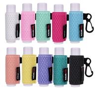 HEYSKAY 10 fundas para bálsamo labial, llavero compacto con clip en el soporte para lápiz labial, soporte para brillo de labios, llavero y mangas elásticas
