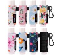 HEYSKAY 8 fundas para bálsamo labial, llavero compacto con clip, soporte para lápiz labial, soporte para brillo de labios, llavero y mangas elásticas