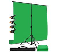 Heysliy Kit de telón de Fondo de Pantalla Verde de 6.5 x 9.6 pies con Soporte de Fondo portátil de 6.6 x 6.6 pies, Soporte de Kit de Pantalla Verde con paño Verde y 4 Abrazaderas de Resorte, para