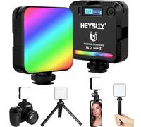 Heysliy Luz de Video RGB,Luz de Fotografia de Color Completo,Luz para DSRL Cámara Selfie con Mini trípode,Luz Portátil Recargable 2000mAh,Panel Luminoso LED 2500-9000K Regulable