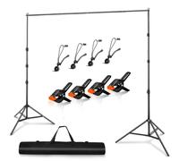 Heysliy Set de Soporte Fondo Fotográfico, Soporte de Fondo de Foto Profesional Ajustable (1-3m Altura/1.5-3m Ancho) con Bolsa de Transporte - Sistema de Fondo para Estudio & Photo Wall Party