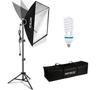 Heysliy Softbox Kit de Iluminación de Fotografía 50x70cm, Luz de Estudio con 150W 5500K Bombilla de Luz Diurna, Softbox Kit de Iluminación para Retrato, Fotografía de Producto, Grabación de Vídeo