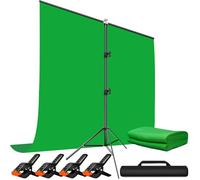 Heysliy Telón de Fondo de Pantalla Verde con Kit de Soporte para Video, Zoom, 6.5 x 6.5 pies, Kit de Pantalla Verde Chromakey portátil con Soporte para transmisión, Juegos