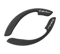 HEYSOF Cuero Gamuza, 2 Piezas Cubierta Volante del Automóvil, Cubierta Protectora Segmentada Transpirable Antideslizante, Accesorios Decoración, para Alfa Romeo Giulia Stelvio 159 147 156,bla-ck1