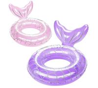 HeySplash Anillo de Natación, 2 Piezas Flotador de Natación con Forma de Cola de Sirena con Capacidad para 38-88 Libras, Flotador de Piscina para Playa Fiesta Verano Parque Acuático, Rosa + Morado