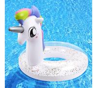 HeySplash Anillo de Natación, Flotador de 21,6 Pulgadas para Niños, Juguetes para Piscina Unicornio con Lentejuelas Brillantes, Anillo para Piscina, Playa de Verano, Decoración para Fiestas, Blanco