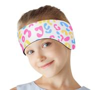 HeySplash Diadema de Natación para Niños, Banda para Cabeza de Neopreno Ajustable para Protección Oídos, Banda de Natación para Surf Buceo Canotaje Rafting, Talla M, Leopardo Colorido