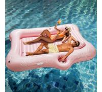 HeySplash Flotador Hinchable para Piscina, Tumbona Grande para Adultos con Portavasos y Almohada Desmontable, Flotador Inflable para Piscina al Aire Libre Lago Río Verano Fiesta en el Agua, Hoja Rosa