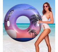 HeySplash Tubo de Piscina para Adultos, 42 Pulgadas Grande Flotador con Asas, Anillo de Natación Hinchable, Flotador para Nadar en Playa Lago Río Fiesta Decoración Juguete, Atardecer Morado
