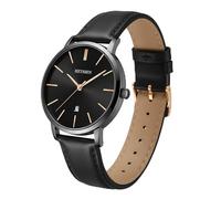 Heyssen Relojes de pulsera para mujer, ultrafinos de 8,5 mm, minimalista, correa de cuero, correa de ajuste de correa de cuarzo redondeada, impermeable, fecha, día, relojes delgados para mujeres y