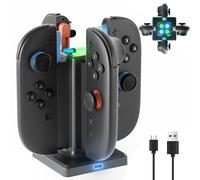 HEYSTOP Base de Carga para Joy-con de Nintendo Switch 2, Estación de Carga Magnética de 4 Puertos para Joy-con, Indicador LED Dock de Carga USB-C para El Accesorio de Mando de Nintendo Switch 2