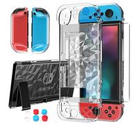 HEYSTOP Funda Compatible con Nintendo Switch con Protector de Pantalla, Funda Transparente para Nintendo Switch, Accesorios con Protector de Pantalla y asa, absorción de Impactos y antiarañazos