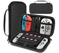 HEYSTOP Funda Compatible con Nintendo Switch y OLED - Funda de Viaje con Espacio para 8 Juegos, Consola y Accesorios (Negro)