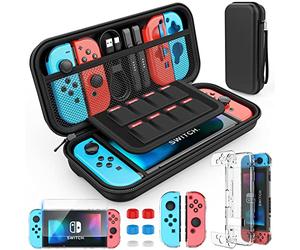 HEYSTOP Funda de transporte para consola Nintendo Switch y accesorios, con carcasa para pantalla HD y tapas protectoras de palancas del mando