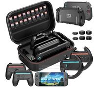 HEYSTOP Funda para Nintendo Switch 2 Paquete de Accesorios con Carcasa Protectora para Switch 2 Película Templada para Switch 2,Volante de Carreras y Funda de Joycon para El Mando de Nintendo Switch 2