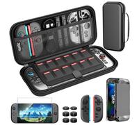 HEYSTOP Funda Para Switch/Switch OLED Accesorios Kit,Universal Estuche Portátil Para Switch/Switch OLED con Grips,PlayStand,Tapa de Agarre Para Pulgar