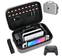 HEYSTOP Tashce - Funda para Nintendo Switch/Switch OLED Modelo Accesorio, Funda para Nintendo Switch con Almacenamiento para Consola y Controlador de Nintendo Switch, Gris, Gris, Unisex