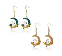 Heytea Cat on Moon Fashion Black Earrings Cute Anime Cartoon Sailor Moon Animal Cat Moon Earrings Gift for Girls Women Jewelry