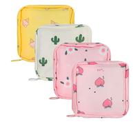 Heyu-Lotus 4 bolsas de almacenamiento de almohadillas sanitarias, bolsas sanitarias, bolsa de período con cremallera, bolsa de período portátil para la escuela, bolsa de almacenamiento pequeña para