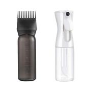 Heyumybit Dispensador Aceite Pelo,200ml Botella Pulverizadora,Aplicadoras De Peine,Botellas de Peine de Raíz,Pincel Tinte Pelo con Escala para Cuidado Capilar en El Hogar y Salón de Belleza