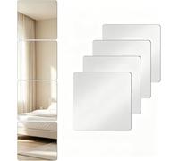 Heyumybit Espejo de Pared Autoadhesivo Flexible HD,Juego de 4 Unidades 20×20 cm,Pegatinas de Espejo Sin Distorsión,Adecuado para Sala de Estar,Puerta,Gimnasio y Decoración Interior
