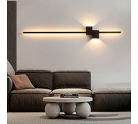 HEYUN Aplique Pared Interior Simplicidad Lámpara De Pared Moderna Luz De Pared Luz LED Iluminación Luz Pared Con Mando A Distancia Para Dormitorio Sala De Estar (Color : Negro, Tamaño : 120cm)