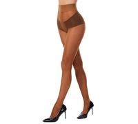 HeyUU Medias 40 DEN para mujer con inserto en T, faja moldeadora de cintura alta, medias transparentes con puntera reforzada, marrón, XXL