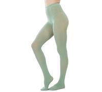HeyUU Medias de pantimedias semiopacas de color sólido 80D para mujer, Verde claro, L-XL