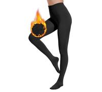 HeyUU Medias térmicas para mujer, medias de felpa, cálidas con forro de vellón, pantys de invierno opacas, Negro , S-M