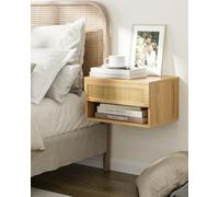 HEYZOEY Mesas flotantes, pequeñas y Modernas mesas flotantes con cajones, estantes flotantes para dormitorios y baños (ratán de Roble)