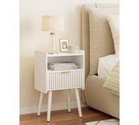 HEYZOEY Mesita de noche blanca, mesita de noche de madera con cajón de almacenamiento, mesita de noche, mesita auxiliar para dormitorio, salón, oficina, color blanco